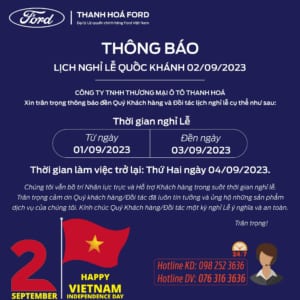 THÔNG BÁO LỊCH NGHỈ LỄ QUỐC KHÁNH 02/09/2023