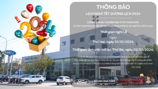 THANH HÓA FORD THÔNG BÁO LỊCH NGHỈ TẾT DƯƠNG LỊCH 2024️