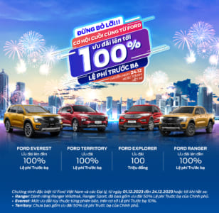 ƯU ĐÃI LÊN ĐẾN 100% CÙNG THANH HÓA FORD